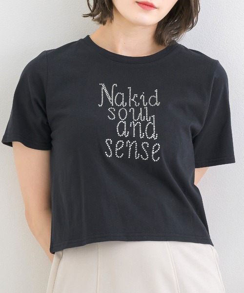 ems excite(エムズエキサイト)の「ラインストーンTEE(Tシャツ/カットソー・レディース・ブラック/ブルー/オフホワイト・FREE)」の2枚目の写真