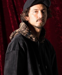 mpa3247-Cord jacquard cut sew × Gobelin paisley tapestry hoodie パーカー
