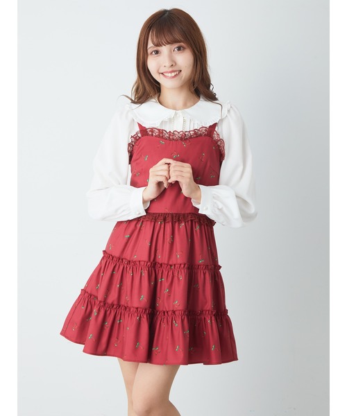 Ank Rouge(アンクルージュ)の「チェリーティアードJSK(ジャンパースカート・レディース・ピンク/ブラック/レッド/アイボリー・M)」の18枚目の写真