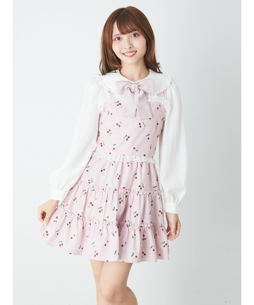 Ank Rouge(アンクルージュ)の「チェリーティアードJSK(ジャンパースカート・レディース・ピンク/ブラック/レッド/アイボリー・M)」の19枚目の写真