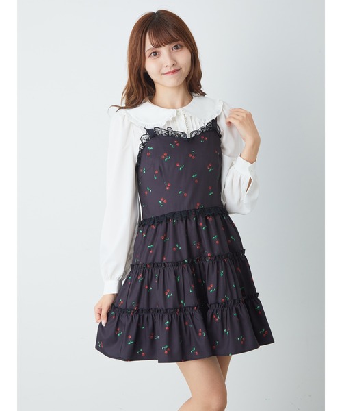 Ank Rouge(アンクルージュ)の「チェリーティアードJSK(ジャンパースカート・レディース・ピンク/ブラック/レッド/アイボリー・M)」の20枚目の写真