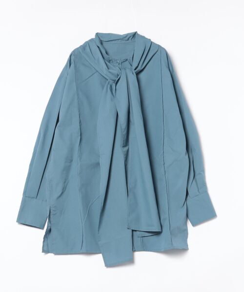 STYLEBLOCK(スタイルブロック)の「ブロードボウタイブラウス(シャツ/ブラウス・レディース・ブラック/ブルー系その他/ホワイト・M)」の3枚目の写真