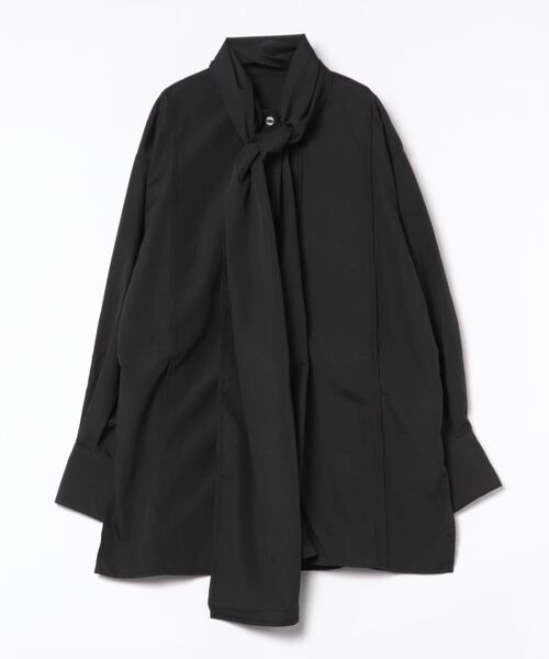 STYLEBLOCK(スタイルブロック)の「ブロードボウタイブラウス(シャツ/ブラウス・レディース・ブラック/ブルー系その他/ホワイト・M)」の1枚目の写真