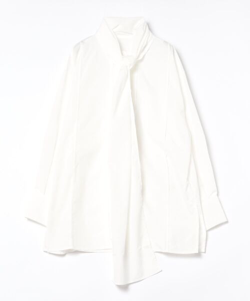 STYLEBLOCK(スタイルブロック)の「ブロードボウタイブラウス(シャツ/ブラウス・レディース・ブラック/ブルー系その他/ホワイト・M)」の5枚目の写真