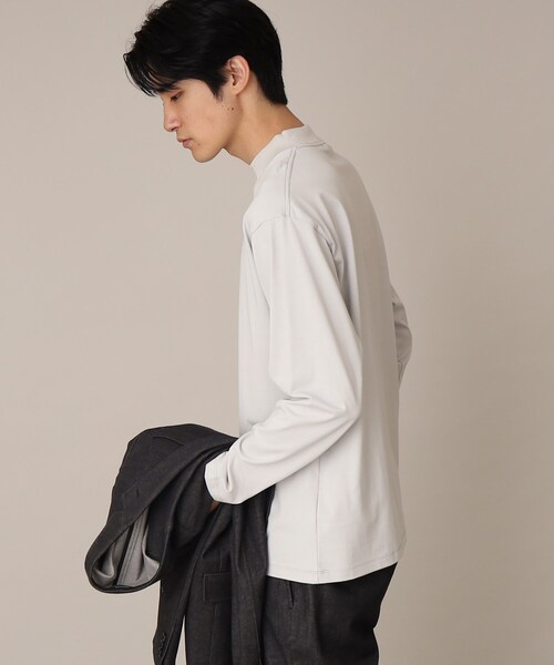 THE SHOP TK （ザ ショップ ティーケー ）の「◆【洗濯してもヘタレにくい/ON・OFF対応】プレーティングモックネックロンT（Tシャツ/カットソー・メンズ・ブラック/オフホワイト/ライトグレー・04/03/02）」の18枚目の写真