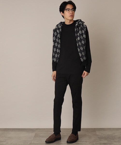 THE SHOP TK （ザ ショップ ティーケー ）の「◆【洗濯してもヘタレにくい/ON・OFF対応】プレーティングモックネックロンT（Tシャツ/カットソー・メンズ・ブラック/オフホワイト/ライトグレー・04/03/02）」の15枚目の写真