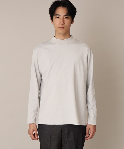 THE SHOP TK （ザ ショップ ティーケー ）の「◆【洗濯してもヘタレにくい/ON・OFF対応】プレーティングモックネックロンT（Tシャツ/カットソー・メンズ・ブラック/オフホワイト/ライトグレー・04/03/02）」の7枚目の写真