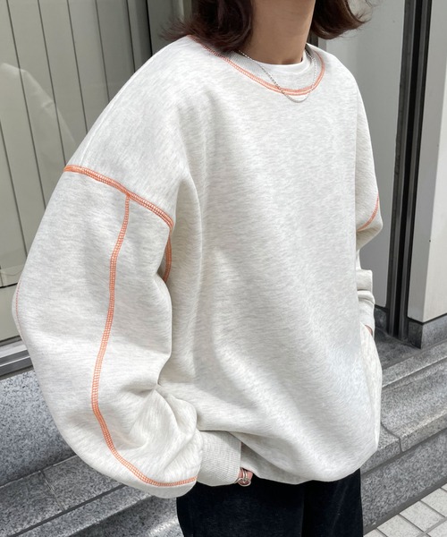トレーナー スウェット COLOR STITCH SWEAT SHIRT/カラーステッチ スウェットシャツ レディース Chillfar（チルファー）の「カラーステッチスウェット