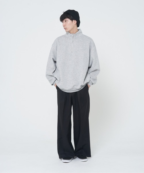 CORISCO(コリスコ)の「裏起毛無地BIGハーフジップ(M1)(スウェット・メンズ・ブラック/グレー/ネイビー/オートミール/ダークグリーン・X-LARGE/MEDIUM/LARGE)」の17枚目の写真