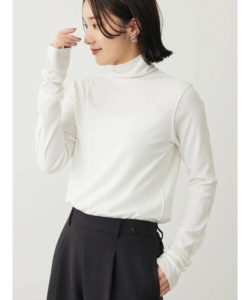 Green　Parks（グリーンパークス）の「カットリブタートルネックプルオーバー（インナーウェア/肌着・レディース・ブラック/ホワイト系その他2/ライトグリーン/パープル/ピンク/ダークグリーン・FREE）」の22枚目の写真