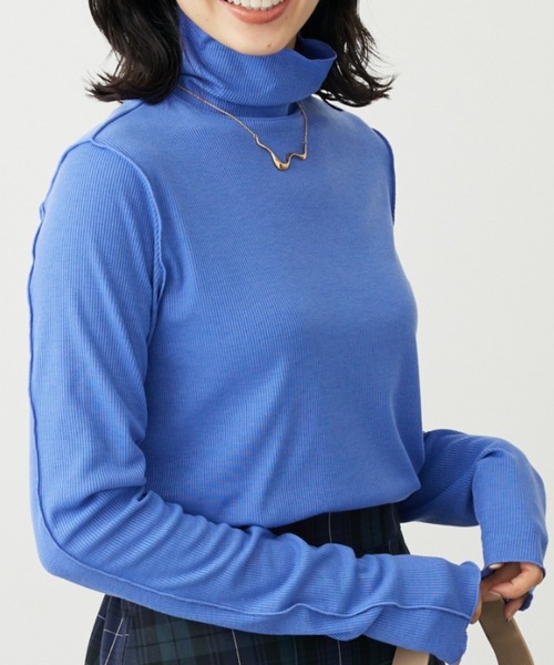 Green　Parks（グリーンパークス）の「カットリブタートルネックプルオーバー（インナーウェア/肌着・レディース・ブラック/ホワイト系その他2/ライトグリーン/パープル/ピンク/ダークグリーン・FREE）」の5枚目の写真