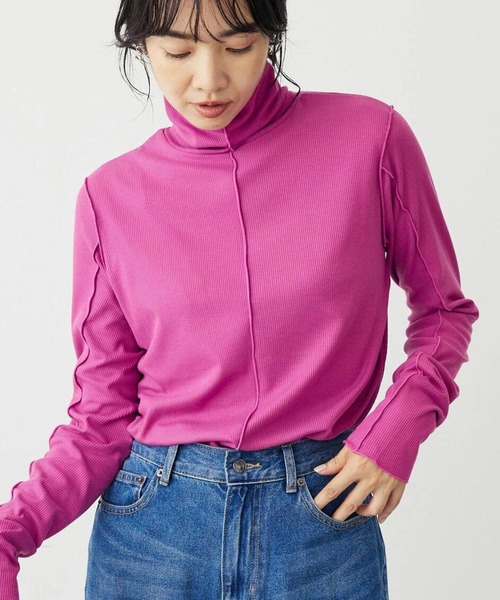 Green　Parks（グリーンパークス）の「カットリブタートルネックプルオーバー（インナーウェア/肌着・レディース・ブラック/ホワイト系その他2/ライトグリーン/パープル/ピンク/ダークグリーン・FREE）」の6枚目の写真