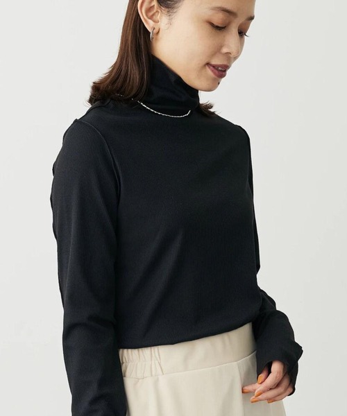 Green　Parks（グリーンパークス）の「カットリブタートルネックプルオーバー（インナーウェア/肌着・レディース・ブラック/ホワイト系その他2/ライトグリーン/パープル/ピンク/ダークグリーン・FREE）」の2枚目の写真