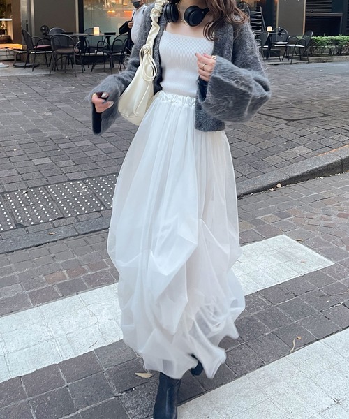 Ambre Ciel（アンブルシエル）の「クロップドシャギーニットカーディガン／【WEB/EC限定商品】（カーディガン/ボレロ・レディース・ライトグリーン/オフホワイト/チャコールグレー・FREE）」の22枚目の写真