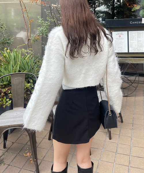 Ambre Ciel（アンブルシエル）の「クロップドシャギーニットカーディガン／【WEB/EC限定商品】（カーディガン/ボレロ・レディース・ライトグリーン/オフホワイト/チャコールグレー・FREE）」の10枚目の写真