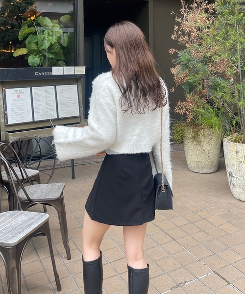 Ambre Ciel（アンブルシエル）の「クロップドシャギーニットカーディガン／【WEB/EC限定商品】（カーディガン/ボレロ・レディース・ライトグリーン/オフホワイト/チャコールグレー・FREE）」の16枚目の写真