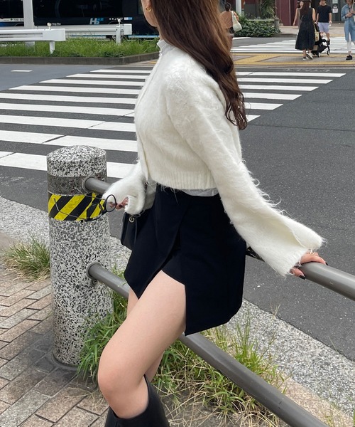 Ambre Ciel（アンブルシエル）の「クロップドシャギーニットカーディガン／【WEB/EC限定商品】（カーディガン/ボレロ・レディース・ライトグリーン/オフホワイト/チャコールグレー・FREE）」の7枚目の写真