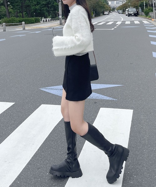 Ambre Ciel（アンブルシエル）の「クロップドシャギーニットカーディガン／【WEB/EC限定商品】（カーディガン/ボレロ・レディース・ライトグリーン/オフホワイト/チャコールグレー・FREE）」の8枚目の写真