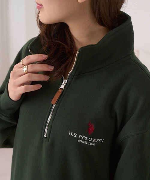 セール】U.S. POLO ASSN. ユニセックス 裏起毛 ハーフジップ