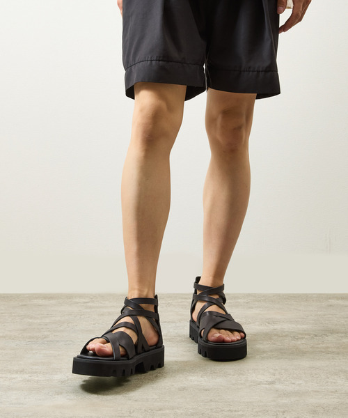 PADRONE（パドローネ）の「PADRONE パドローネ / BACK ZIP GLADIATOR SANDALS with Chunky Sole バックジップグラディエーターサンダル チャンキーソール / PU2308-3205（サンダル・メンズ・ブラック・40/41/42）」の6枚目の写真
