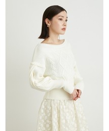 【美品】[リリーブラウン]フリンジケーブルプルオーバー  LWNT215082 美品】[リリーブラウン]フリンジケーブルプルオーバー
