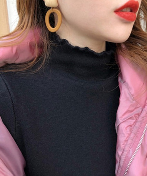 NinaetLina(ニナエリナ)の「裏起毛ハイネックニットトップス(ニット/セーター・レディース・モカ/ホワイト/ブラック/ベージュ/グレー・FREE)」の7枚目の写真