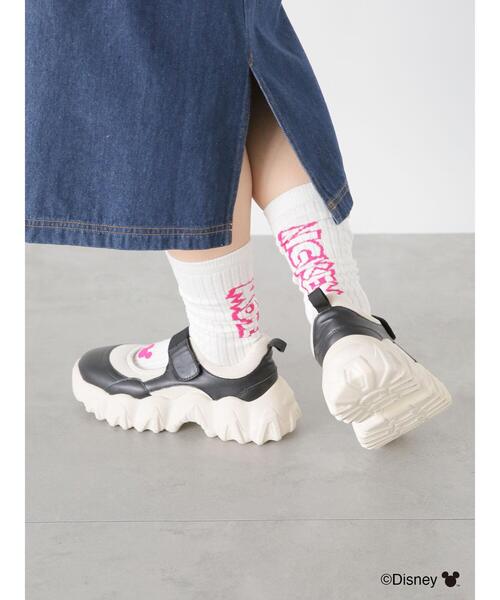 ehka sopo（エヘカソポ）の「【Disney】ミッキー/ラメロゴリブソックス（ソックス/靴下・レディース・グリーン/レッド・F）」の2枚目の写真