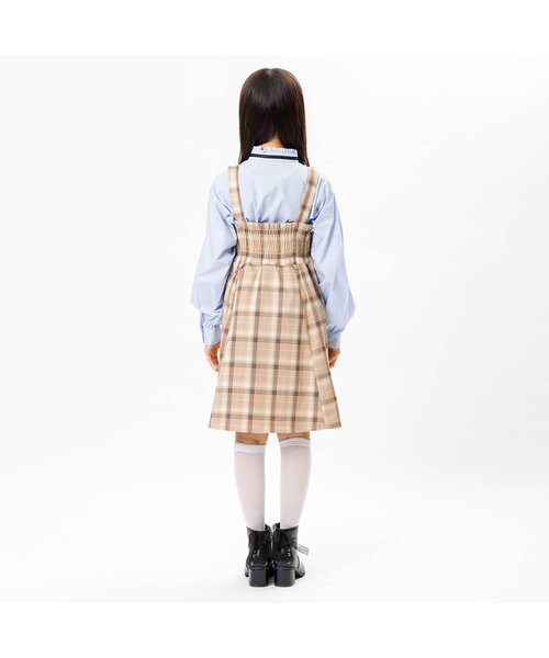 algy（アルジー）の「【フォーマル対応】チェーン付きジャンスカ（ジャンパースカート・キッズ・ベージュ/グレー・MEDIUM/X-SMALL/SMALL/XX-SMALL）」の5枚目の写真