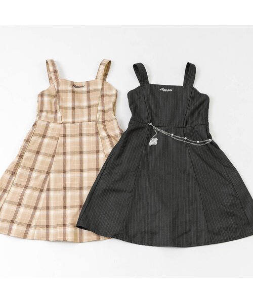 algy（アルジー）の「【フォーマル対応】チェーン付きジャンスカ（ジャンパースカート・キッズ・ベージュ/グレー・MEDIUM/X-SMALL/SMALL/XX-SMALL）」の8枚目の写真