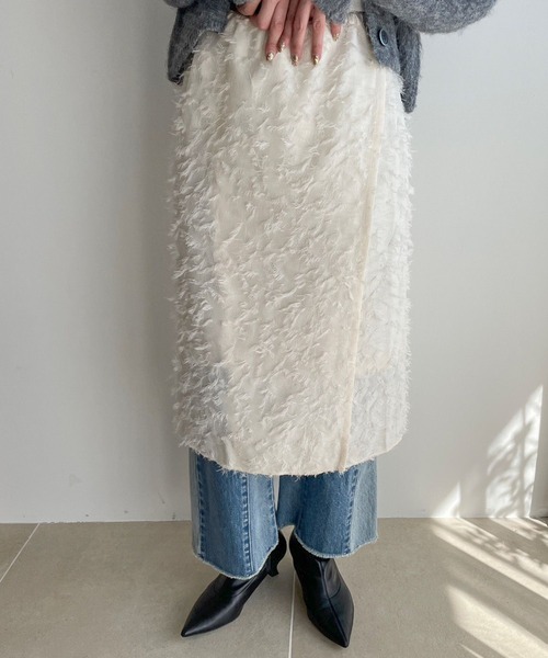 LOWRYS FARM（ローリーズファーム）の「ジャガードラップスカート　988565（スカート・レディース・アイボリー/ブラック・LONG/SHORT）」の8枚目の写真