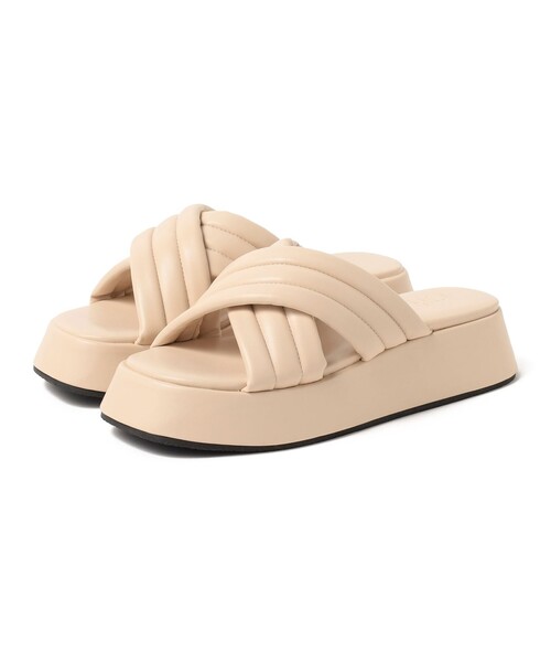 BEAMS HEART（ビームスハート）の「BEAMS HEART / 厚底 クロス サンダル（サンダル・レディース・ベージュ/ブラック・LARGE/MEDIUM/SMALL）」の14枚目の写真