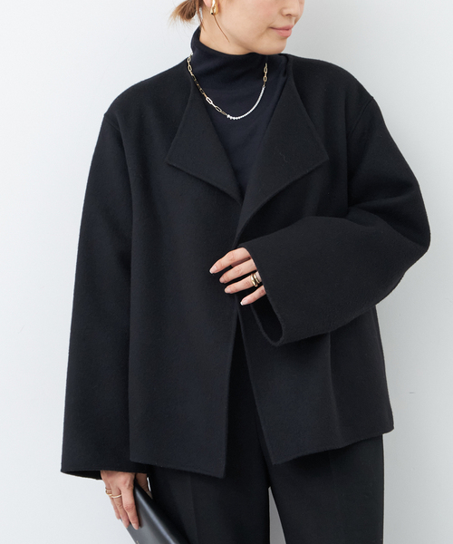 Deuxieme Classe（ドゥーズィエムクラス）の「Dutstanding Coat（ノーカラーコート・レディース・ブラック・FREE）」の7枚目の写真