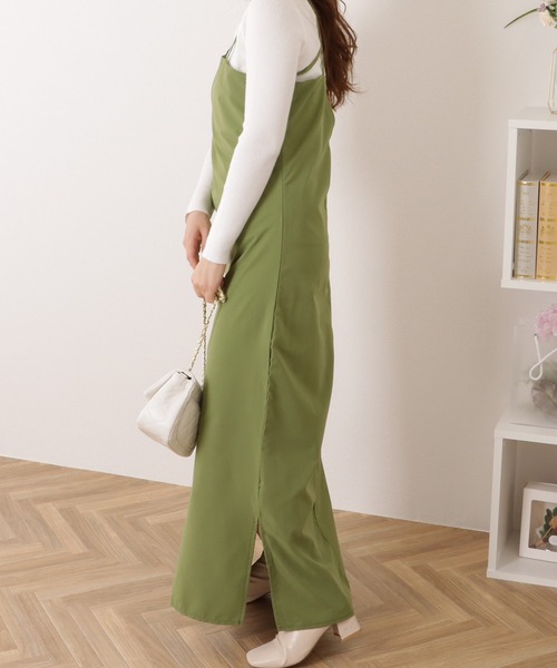 セール】ビスチェ風 キーネック タイト マキシ ワンピース（ジャンパー