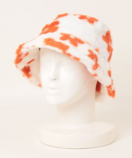 LAC-VERT（ラック・ヴェール）の「フラワー柄 フェイクファー ボリューミーバケットハット（ハット・レディース・グリーン/パープル/ブラック/オレンジ・FREE）」の9枚目の写真