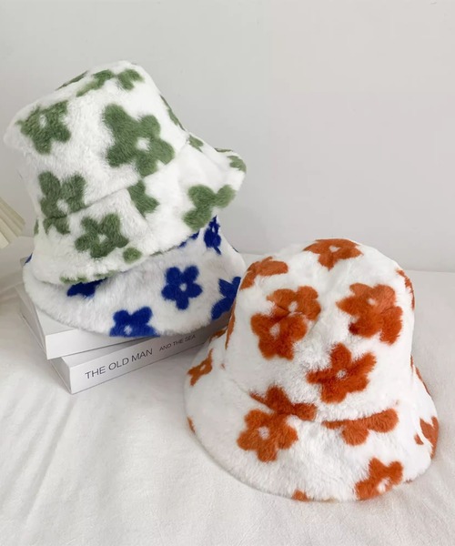 LAC-VERT（ラック・ヴェール）の「フラワー柄 フェイクファー ボリューミーバケットハット（ハット・レディース・グリーン/パープル/ブラック/オレンジ・FREE）」の14枚目の写真