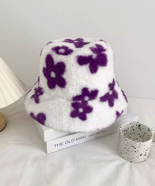 LAC-VERT（ラック・ヴェール）の「フラワー柄 フェイクファー ボリューミーバケットハット（ハット・レディース・グリーン/パープル/ブラック/オレンジ・FREE）」の12枚目の写真