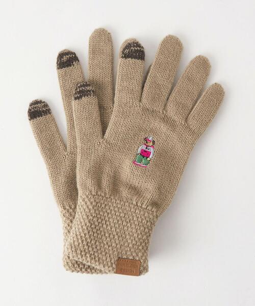 green label relaxing（グリーンレーベルリラクシング）の「【別注】＜INFIELDER DESIGN ＞BEAR グローブ 手袋 -タッチパネル対応-（手袋・レディース・ライム/ベージュ/ナチュラル/ライトグレー/ダークグレー・FREE）」の4枚目の写真
