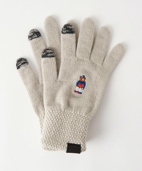 green label relaxing（グリーンレーベルリラクシング）の「【別注】＜INFIELDER DESIGN ＞BEAR グローブ 手袋 -タッチパネル対応-（手袋・レディース・ライム/ベージュ/ナチュラル/ライトグレー/ダークグレー・FREE）」の6枚目の写真
