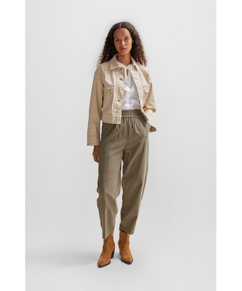 BOSS(ボス)の「ドローストリングカラー コットンカットジャカード ブラウス(シャツ/ブラウス・レディース・ホワイト・38/36/34/32)」の10枚目の写真