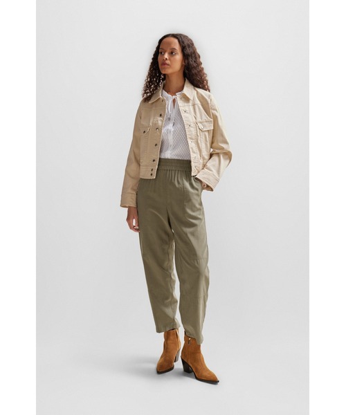 BOSS(ボス)の「ドローストリングカラー コットンカットジャカード ブラウス(シャツ/ブラウス・レディース・ホワイト・38/36/34/32)」の12枚目の写真
