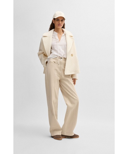 BOSS(ボス)の「ドローストリングカラー コットンカットジャカード ブラウス(シャツ/ブラウス・レディース・ホワイト・38/36/34/32)」の14枚目の写真