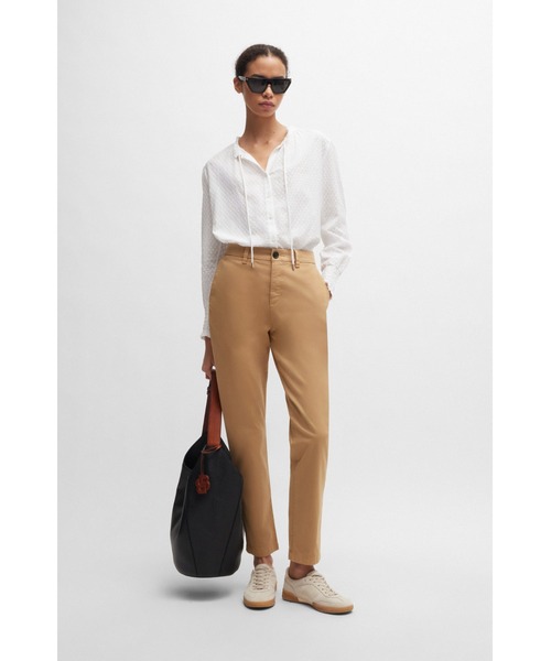 BOSS(ボス)の「ドローストリングカラー コットンカットジャカード ブラウス(シャツ/ブラウス・レディース・ホワイト・38/36/34/32)」の13枚目の写真