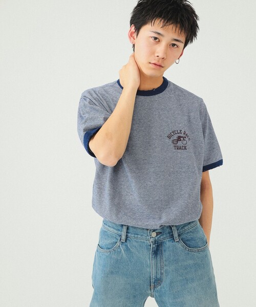 BEAMS(ビームス)の「BEAMS / プリント リンガー Tシャツ(Tシャツ/カットソー・メンズ・ブラック/ネイビー・S/M/XL/L)」の9枚目の写真