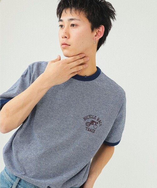 BEAMS(ビームス)の「BEAMS / プリント リンガー Tシャツ(Tシャツ/カットソー・メンズ・ブラック/ネイビー・S/M/XL/L)」の10枚目の写真