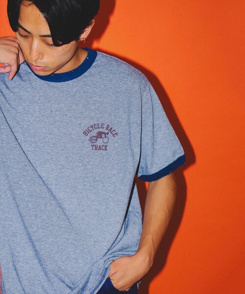 BEAMS(ビームス)の「BEAMS / プリント リンガー Tシャツ(Tシャツ/カットソー・メンズ・ブラック/ネイビー・S/M/XL/L)」の1枚目の写真