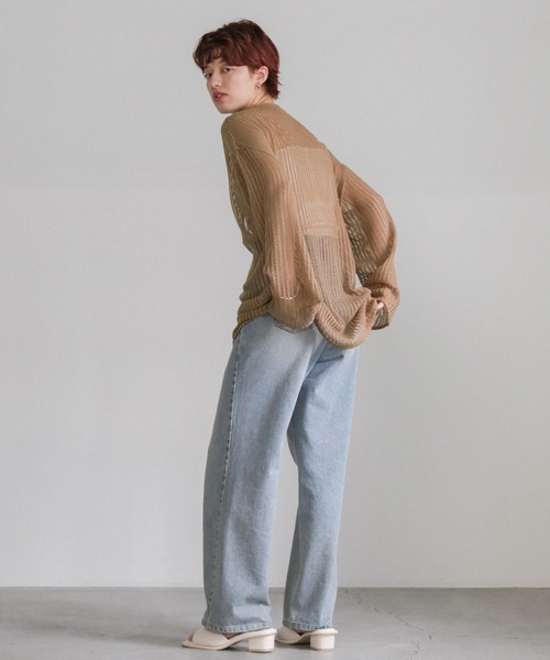 select MOCA（セレクトモカ）の「スタンドカラーメッシュトップス（T