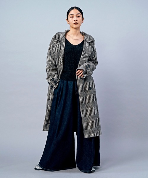 LIENCOEUR(リアンクール)の「チェックオーバーロングコート(チェスターコート・レディース・ブラック/ブラウン・FREE)」の19枚目の写真