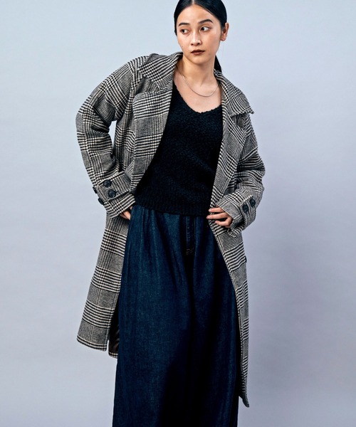 LIENCOEUR(リアンクール)の「チェックオーバーロングコート(チェスターコート・レディース・ブラック/ブラウン・FREE)」の12枚目の写真