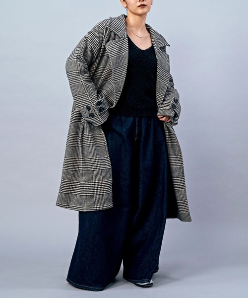 LIENCOEUR(リアンクール)の「チェックオーバーロングコート(チェスターコート・レディース・ブラック/ブラウン・FREE)」の9枚目の写真