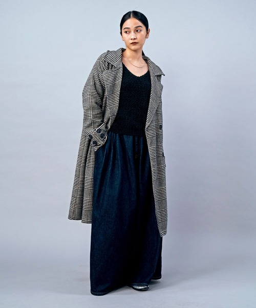 LIENCOEUR(リアンクール)の「チェックオーバーロングコート(チェスターコート・レディース・ブラック/ブラウン・FREE)」の5枚目の写真